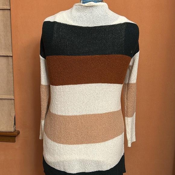 Cozy Co Color Block Cardigan Dark Green, Camel, Tan, Cream Pockets Small/Medium - Picture 4 of 8